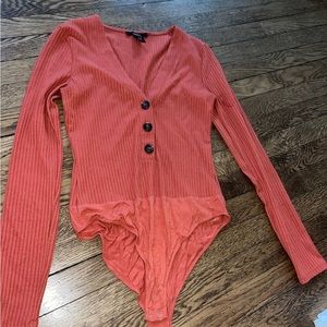 Red/orange ribbed bodysuit